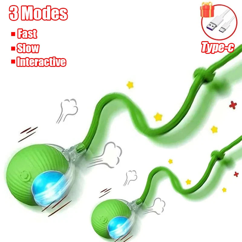 Novo brinquedo interativo para gatos, bola rolante automática, rabo falso, brinquedo elétrico inteligente recarregável para animais de estimação, treinamento para cães e gatos, imitação de rato