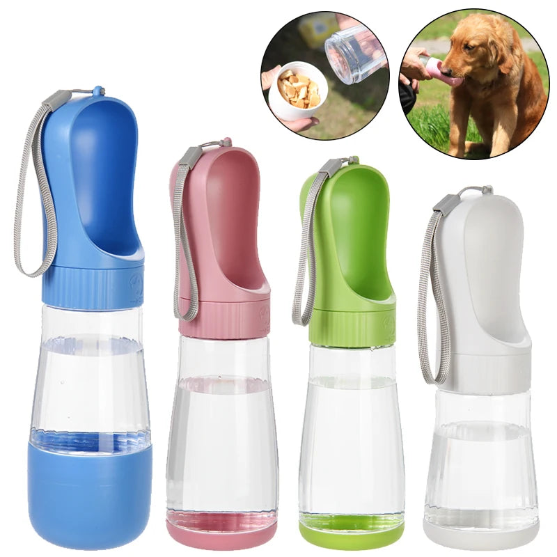 Garrafa de água portátil para cães com recipiente para comida, dispensador de água para animais de estimação 2 em 1 para cães pequenos e grandes, gatos e labradores