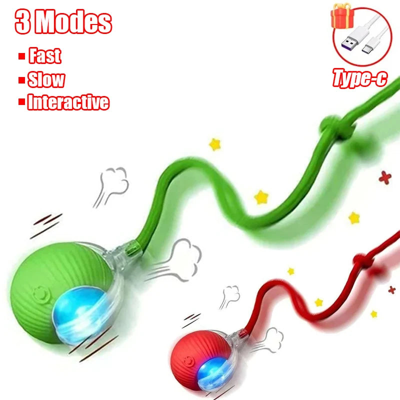 Novo brinquedo interativo para gatos, bola rolante automática, rabo falso, brinquedo elétrico inteligente recarregável para animais de estimação, treinamento para cães e gatos, imitação de rato